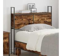 Headboard de Rangement en Bois d'ingénierie chêne fumé avec Station de Charge intégrée, Cadre Acier Solide, Dimensions 78x15x98 cm, Design Moderne pour Chambre compacte
