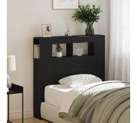 vidaXL Tête de lit LED avec étagère Chêne Noir 100 x 18,5 x 103,5 cm, Têtière Moderne stylée avec USB, Espace de Rangement, LED Multicolores, éclairage d'ambiance pour Une Chambre Luxe