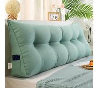 Headboard Reading Pillows Comfortable Lumbar Pillow Backrest, Triangular Headboard Wedge Pillow For Sitting Up In Daybed Rest Bolster Pillow Large Cushion For Bedroom Sofa Tatami(Green,100cm/39.4inch)