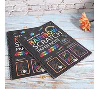 Headerbs Ensemble d'art de Papier à Gratter, Notes Colorées avec un Stylo en Bois pour les Enfants, Améliorer la créativité et les Compétences de Dessin dans les Salles de Classe, 3 Pièces Scratch