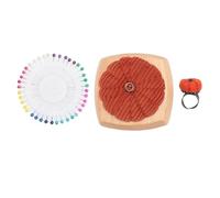 Headerbs Kit de Coussins à épingles, Base en Bois avec Bague, Joli Motif Citrouille, Parfait pour les Amateurs de Bricolage et de Quilting (Orange Rouge)