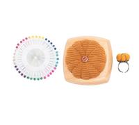 Headerbs Kit de Coussins à épingles, Base en Bois avec Bague, Joli Motif Citrouille, Parfait pour les Amateurs de Bricolage et de Quilting (YELLOW)