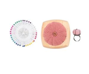 Headerbs Kit de Coussins à épingles, Base en Bois avec Bague, Joli Motif Citrouille, Parfait pour les Amateurs de Bricolage et de Quilting (Rosâtre)