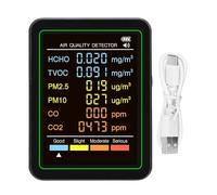 Headerbs Moniteur de qualité de L'air 5 en 1 CO2 TVOC HCHO Temp humidité | Mises à Jour en Temps Réel Toutes les Secondes, Capteur Semi-conducteur, Batterie 1 200 MAh, Charge de Type C, Utilisation