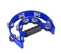 Headerbs Tambourin à Double Rangée Demi-lune Musical, Cloche à Main, Tambour à Percussion, Instrument à Jingles en Métal avec Poignée Ergonomique Unique, Excellente qualité Sonore, Coordination (BLUE)