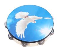 Headerbs Tambourin à Double Rangée en Acier Inoxydable, Instrument de Percussion Portatif de 25 Cm, pour Adultes et Enfants, Jouet Musical (Ciel colombe)