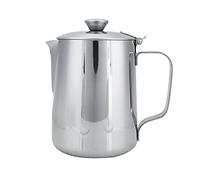 Headerbs Tasse à café en Acier Inoxydable, Pichet à Lait Moussant avec Couvercle Verseur à Lait avec Couvercle pour Crémier Pichet Latte Coffee Art Bar Home (600ml)