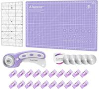 Headley Tools Ensemble de coupe-tissu rotatif 45 mm, 5 lames supplémentaires, tapis A3, règle de couture, pinces, couteaux artisanaux, idéal