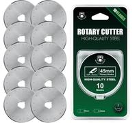 Headley Tools Lame De 45mm Cutter Rotatif Couture (Lot De 10) Compatible Avec Olfa,Fiskars,Turecut Cutter Rotatif, Accessoires De Couture,Règle De Quilting,Accessoires De Quilting