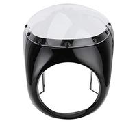 Headlight Fairing Cover, Motorcycle Headlight Fairing Wind Deflector 7inch Universal ABS Windshield for Motorcycles with 7in Headlight (Couverture Transparente du Noir Brillant +)