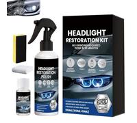 Headlight Restoration Kit, Nettoyant Phare Voiture Opaque, Kit Renovation Phare Voiture, Kit Polissage Phares Voitures, Headlight Cleaner & Restorer, Removes Yellowing & Oxidation, Gloss Finish, 190ml