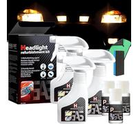 Headlight Restoration Spray, Automotive Headlamp Restoration Fluid Kit, Clear Coating Polish Refurbisher Extremely Hydrophobic Gloss & Shine for All Vehicles (3pcs)