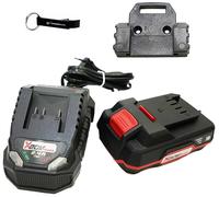 HEADNMORE® Bundle - 1x PARKSIDE® 20V 2Ah batterie Pap 20 B1 + PARKSIDE® 2,4A chargeur PLG 20 C1 + SUPPORT MURAL + HEADNMORE® porte-clés