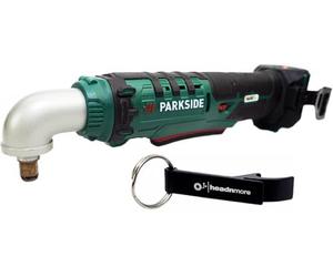 HEADNMORE® Ensemble comprenant la visseuse à chocs d'angle Parkside® PAWS 20 A1 sans fil 20 V 1/2" et le porte-clés HEADNMORE® (sans batterie)