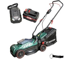 HEADNMORE Offre pour Parkside 20V Tondeuse à Gazon sans fil PRMA 20-Li - Largeur de coupe 33 cm avec batterie 4 Ah, chargeur 4,5 A et porte-clés HEADNMORE - X20 V Team