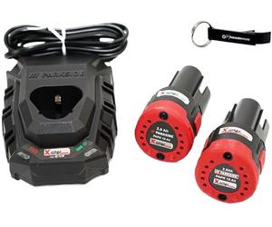 HEADNMORE® Parkside® Lot de 2 batteries 12 V/2 Ah PAPK 12 A4 2 Ah + 1 chargeur PLGK 12 A3 + porte-clés HEADNMORE®
