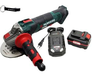 HEADNMORE® Parkside® Meuleuse d'angle sans fil 20 V PWSA 20 V dans mallette de transport + porte-clés HEADNMORE® (1 batterie 4 Ah)