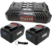 HEADNMORE® Parkside® PDSLG 20 Chargeur double batterie 20 V + 2 batteries intelligentes 8 Ah 8 Ah + porte-clés HEADNMORE®