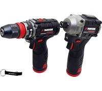 HEADNMORE Parkside Performance Perceuse-visseuse sans fil 12 V + visseuse à percussion 1/4" avec 2 batteries + porte-clés