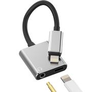 Headphone Adapter (2-In-1) For Iphone Lightning Charger Cable 3.5 Mm Earphone Jack Extension Splitter Certified For Apple Mfi Car Audio Aux Accessory 14 13 12 11 Pro Max 7 8 Plus Xs Xr For Ipad Air