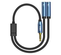 Headphone Splitter 3.5 Mm Jack Adapter-4 Pole Male / Female Splitter Dual Microphone (Mic + Audio) For Mobile Phone,Laptops