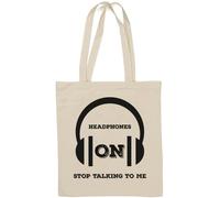 Headphones On Stop Talking to Me Sac fourre-tout en coton naturel Blanc