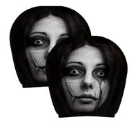 Headrest Covers for Cars 2 Piece Black - And White Stretchy Horror