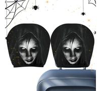 Headrest Covers for Cars - 2 Pieces Horror Car Headrest Protector Funny