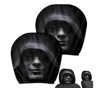 Headrest Covers For Cars - 2 Pieces Horror Pattern Reusable Protector, Scary Graphic Washable Polyester Auto Caps, Gothic Theme Stretchable Cushion Sleeve Guards | Halloween Vehicle Decoration For Aut