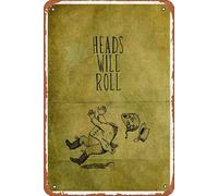 Heads Will Roll Plaque en métal 20,3 x 30,5 cm Décoration murale rétro vintage