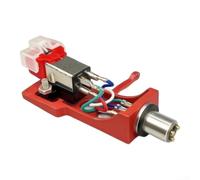 Headshell ABS avec micro MM compatible pour lecteurs LP (rouge noir) | Système MM, compatible avec AT3600L, optimisé pour la lecture LP, installation facile