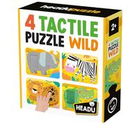 HEADU - 4 Tactile Puzzle Wild - Touche Et Assemble ! | Puzzle Educatifs 2 3 4 Ans, Jeu Éducatif pour Enfants, Jeux Didactiques, Cadeau Enfants, Made in Italy