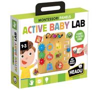 Headu - Active Baby Lab Montessori - Formes Tactiles et Motricité Fine | Jeu Montessori 1-3 ans, base multi-activités en bois et 24 formes tactiles d’animaux, motricité fine, logique, éveil tactile