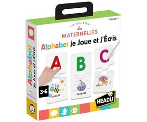 HEADU - Alphabet Je Joue Et J'Écris - Avec La Méthode Des Lettres En Creux | Jeu Educatif 3 4 5 6 Ans, En Collaboration Avec Les Maternelles, Jeu Pour Apprendre à Lire et à Écrire, cadeau pour enfants