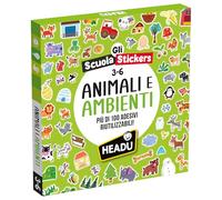 HEADU - École Stickers Animaux et Environnements - Plus de 100 Autocollants Réutilisables | Cartes Progressives avec Autocollants Animaux, Jeu Éducatif Enfants 3-6 Ans, Cadeau Noël Pâques Anniversaire