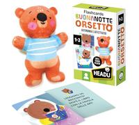 HEADU - Flashcards Bonnuit Ours Développe l'Autonomie et l'Affectivité, Un Jeu Éducatif pour Enfants de 1 à 3 Ans, Made in Italy