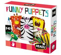 Headu - Funny Puppets - Crée des Marionnettes et Invente des Histoires | Kit créatif enfant 5-10 ans, marionnettes animaux en papier, collage, dessin, théâtre, histoires à inventer, idée cadeau