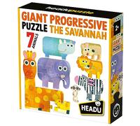 Headu Puzzle progressif géant The Savannah 7 Puzzle avec de Grandes pièces Mu55362 Puzzle éducatif pour Enfants Age 2+ Fabriqué en Italie
