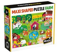 HEADU - Maxi Shaped Puzzle Farm - Puzzle 19 Pièces avec 6 Grandes Formes | Jeu Éducatif pour Enfants 2 3 4 5 Ans, Jeux Didactiques, Cadeau Enfants, Made in Italy