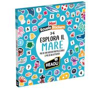 Headu - Maxi Stickers Scolaire Explorez la mer - avec Maxi scénario géant | Jeu éducatif pour enfants de 3 à 6 ans, 233 autocollants réutilisables, 10 cartes et plus de 60 activités sur chiffres, mots