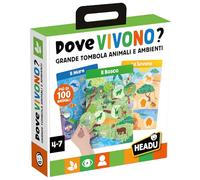 HEADU - Où vivent Les Animaux - Tombola des environnements avec Plus de 100 Animaux | Jeu éducatif pour classer et connaître la Nature, Jeu éducatif Enfants 4-7 Ans, idée Cadeau, fabriqué en Italie
