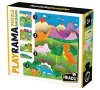 HEADU - Playrama Puzzle The Dinosaurs - Superposez Les Puzzles Et Obtenez Un Effet Magique ! | Puzzle Educatifs 3 4 5 Ans, Jeu Éducatif pour Enfants, Jeux Didactiques, Cadeau Enfants, Made in Ital