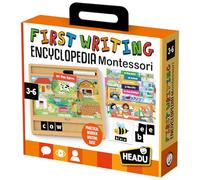 Headu Première encyclopédie d'écriture Montessori - 3 à 6 ans - Tableau de traçage des lettres en bois réutilisable, pour apprendre à écrire, apprendre à écrire pour enfants de 3 ans, traçage des
