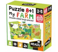 Headu - Puzzle 8+1 Ma Ferme - Puzzle En Bois Recto Verso Pour Enfants