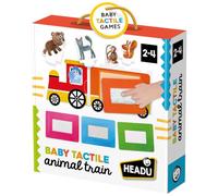 Headu - Tactile Baby Train - Découvre Les Animaux et Leur Pelage au Toucher | Train puzzle tactile 1-4 ans, 4 surfaces sensorielles et 16 animaux, vocabulaire, motricité, logique, mémoire, Made in Italy