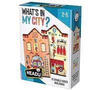 Headu Jeu éducatif What's in My City - 8 puzzles double-face pour 2-5 ans - Fabriqué en Italie