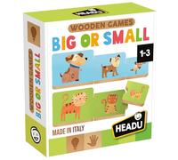HEADU - Wooden Game Baby Big Or Small - Grand ou Petit en Bois | Jeu Éducatif 1-3 Ans, Logique et Sérialisation, Animaux et Quantités, Motricité Fine et Observation, Idée Cadeau, Fabriqué en Italie