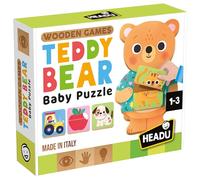 HEADU - Wooden Game Teddy Bear Baby Puzzle - Base Éducative en Bois | Puzzle Enfant 1-3 Ans, Formes et Couleurs, Motricité Fine et Logique, Jeu d’Encastrement en Bois, Idée Cadeau, Fabriqué en Italie
