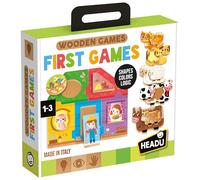 HEADU - Wooden Games First Games - Formes, Couleurs et Premières Notions de Logique | Jeu Éducatif en Bois 1-3 Ans, Motricité Fine, Associations et Empilements, Idée Cadeau, Fabriqué en Italie