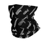 Headwrap Impression Blanche pour Saxophone Élastique Bandana Ultra-Douce Cache-Col pour Adulte Cyclisme Homme